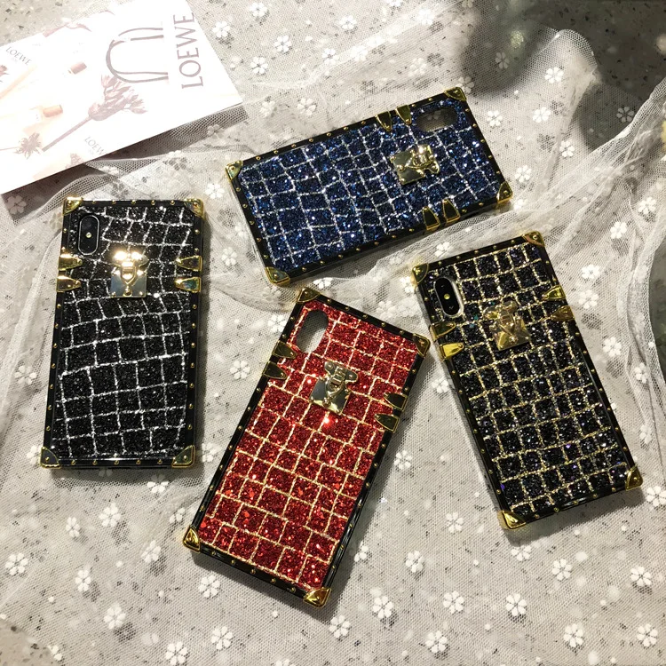 Чехол для iPhone 11 Pro Max роскошный квадратный блестящий порошок блестящие девичьи