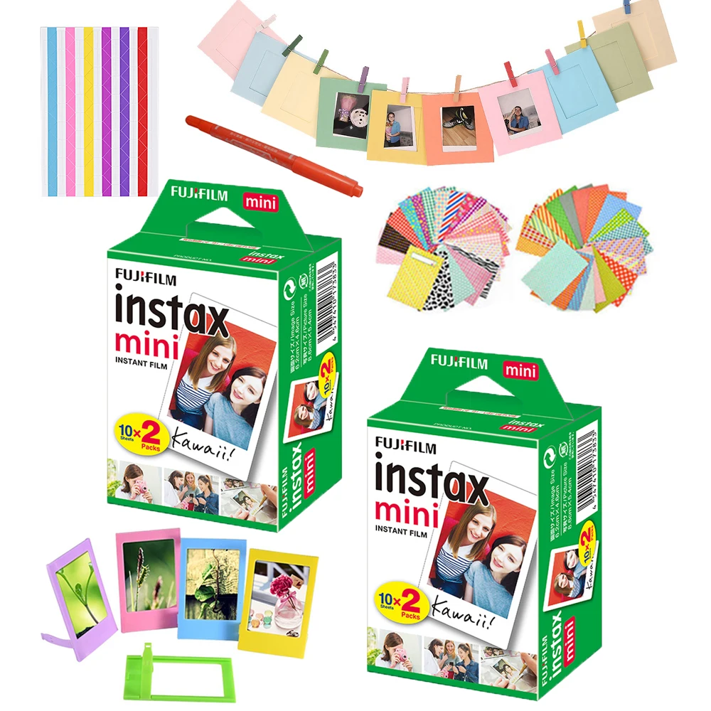 

For Fujifilm Instax Mini 11 White Film 40 Shots Sheets Mini 9 8 50 70 90 Instant Film Camera Photos + 10-IN-1 Accessories Kits