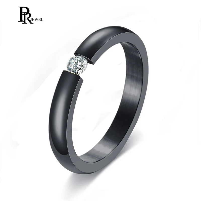 Женское кольцо из нержавеющей стали с фианитом 3 мм|wedding engagement ring|cubic zirconia ringengagement