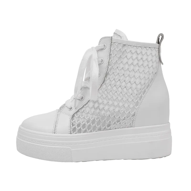 Женские ботильоны на массивном каблуке YMECHIC черные серебристые из сетчатой кожи