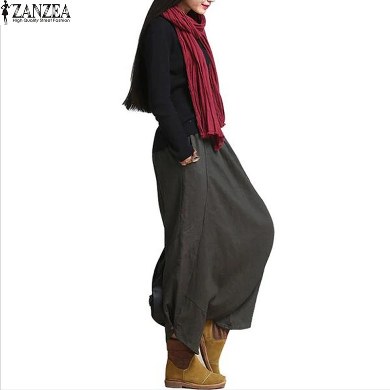S-5XL ZANZEA Женщины Высокой Талии Свободные Случайные Шаровары Hip Hop Длинные Брюки