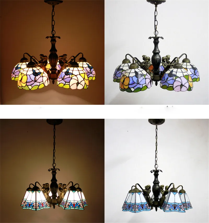 Винтажный подвесной светильник FUMAT витражная Светодиодная лампа в стиле барокко