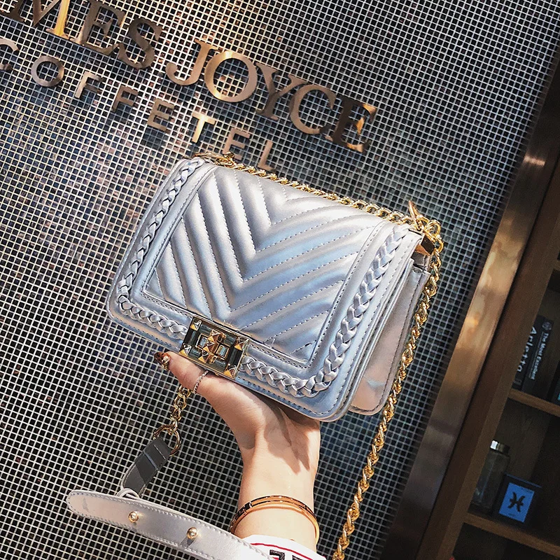 Silver Кожаные сумки через плечо для женщин роскошные сумки дизайнерские женские ручные сумки через плечо сумка-мессенджер женская сумка - Цвет: Silver
