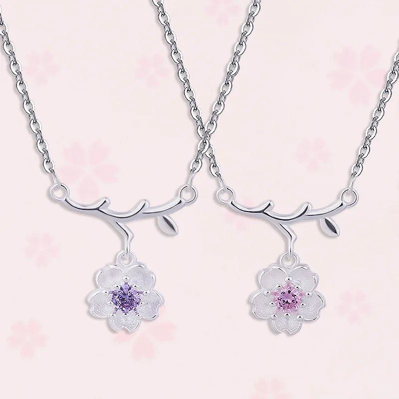 Розовое фиолетовое ожерелье цветок вишни дикая Сладкая цепочка ключицы