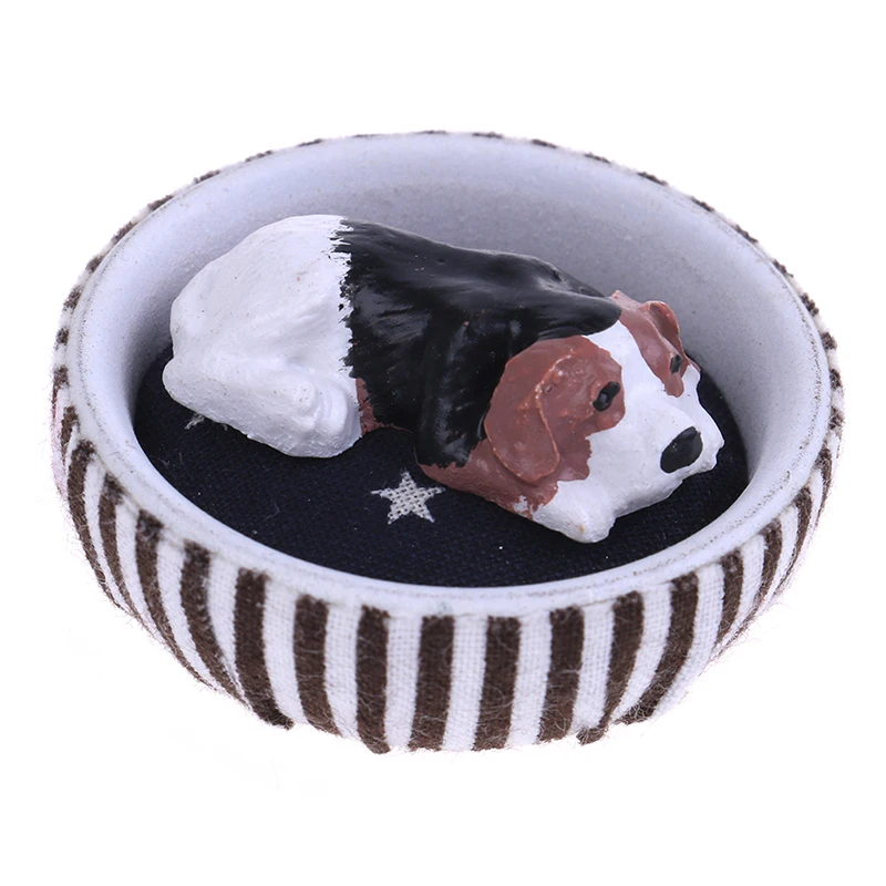 1/12 кукольный домик миниатюрные милые щенячьи собаки с гнездом/дом Мини Кукольный