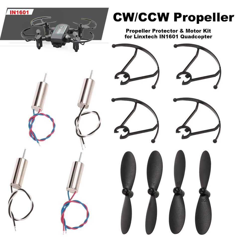 Linxtech IN1601 RC Drone Mini Parts CW/CCW Propeller Blade Protector Motor Kit | Игрушки и хобби