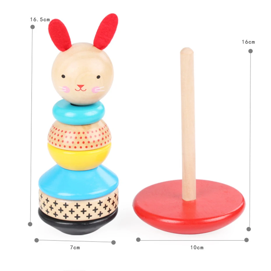 1 Набор деревянный Кролик Радуга башня развивающие игрушки пищевого качества