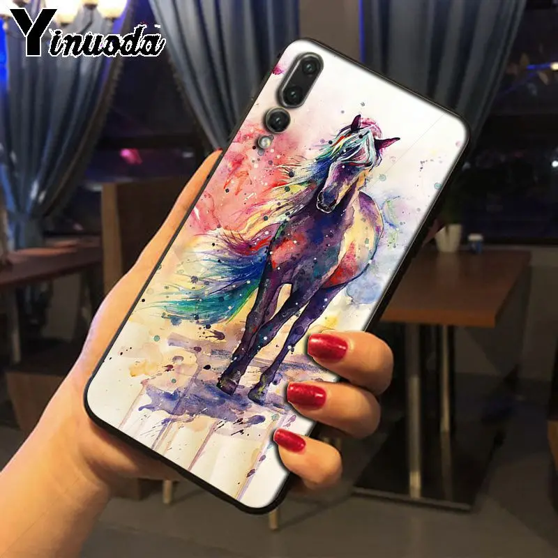 Yinuoda Лошадь Животное черный мягкий чехол силиконовый для телефона huawei p20lite nova3i