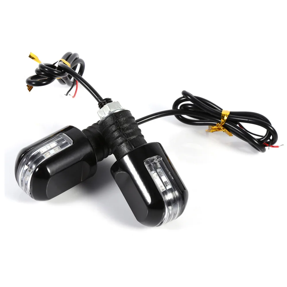 1 Pair of Motorcycle 7/8''LED Flexible Turn Signal Indicator Handle Bar End 6 LED Amber Light Motocicleta |