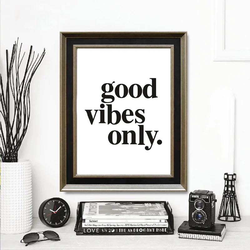 "Good vibes only" картины на холсте минималистичные черно-белые цитаты для детской стены художественные постеры для детской комнаты домашний декор