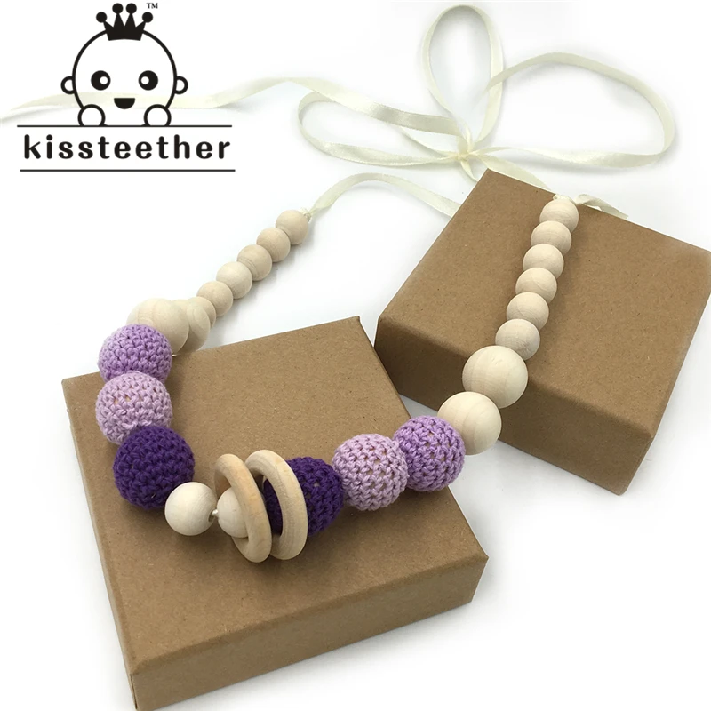 Вязаные крючком бусины детское ожерелье с прорезывателем раннее органическими
