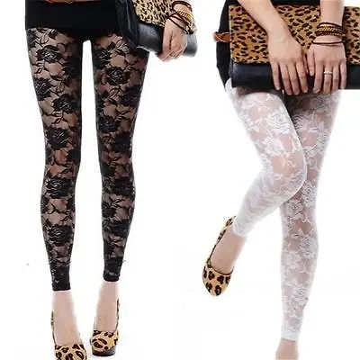 

Fashion Sexy Women Gothic Punk Leggings Pants Lace Rose Skinny Trousers 2016 fashion new style