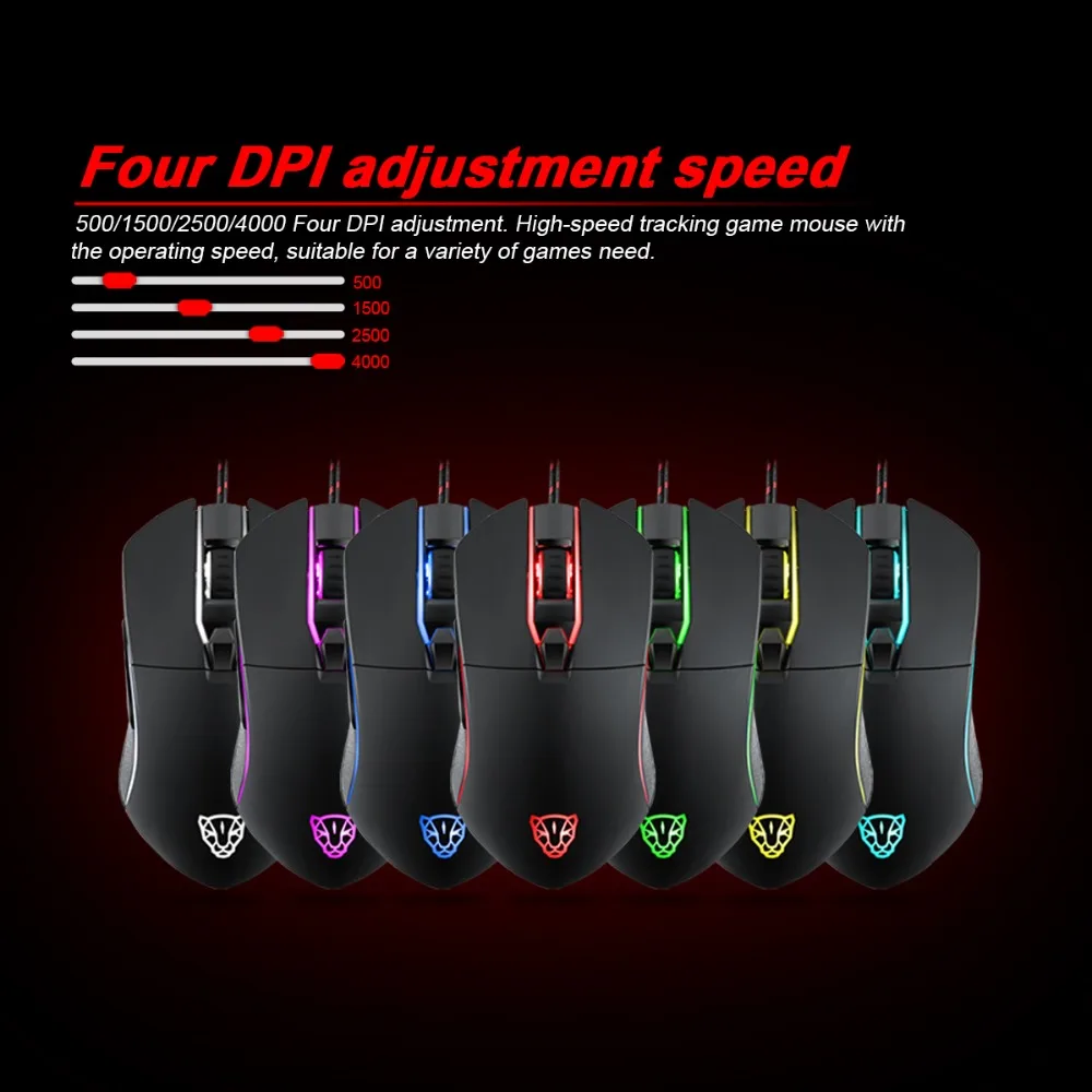 Motospeed V30 игровая мышь, Профессиональная регулируемая, разрешение 3500 dpi, USB Проводная оптическая мышь, RGB светодиодный, подсветка для PC Gamer