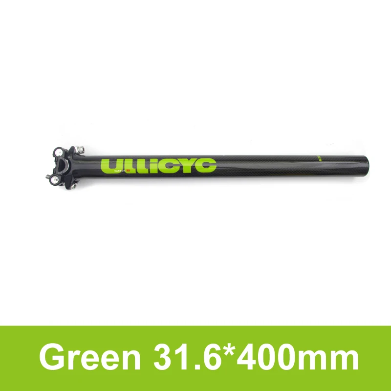 Green 31.6X400mm Ullicyc труба из углеродистого волокна 3 K полностью из углеродного волокна, подседельный штырь для горного велосипеда Красочные горы/дорожный велосипед велосипедные стойки для сидения 27,2/30,8/31,6*350/400 мм - Цвет: Green 31.6X400mm