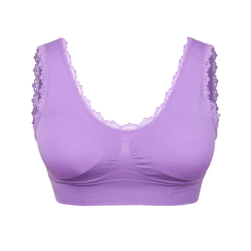 WANAYOU Lace Solid Sports Bra,Plus Size XXL XXXL U Back Seamless Sports Bra Top,Padded Wirefree Breathable Yoga Bra for Women