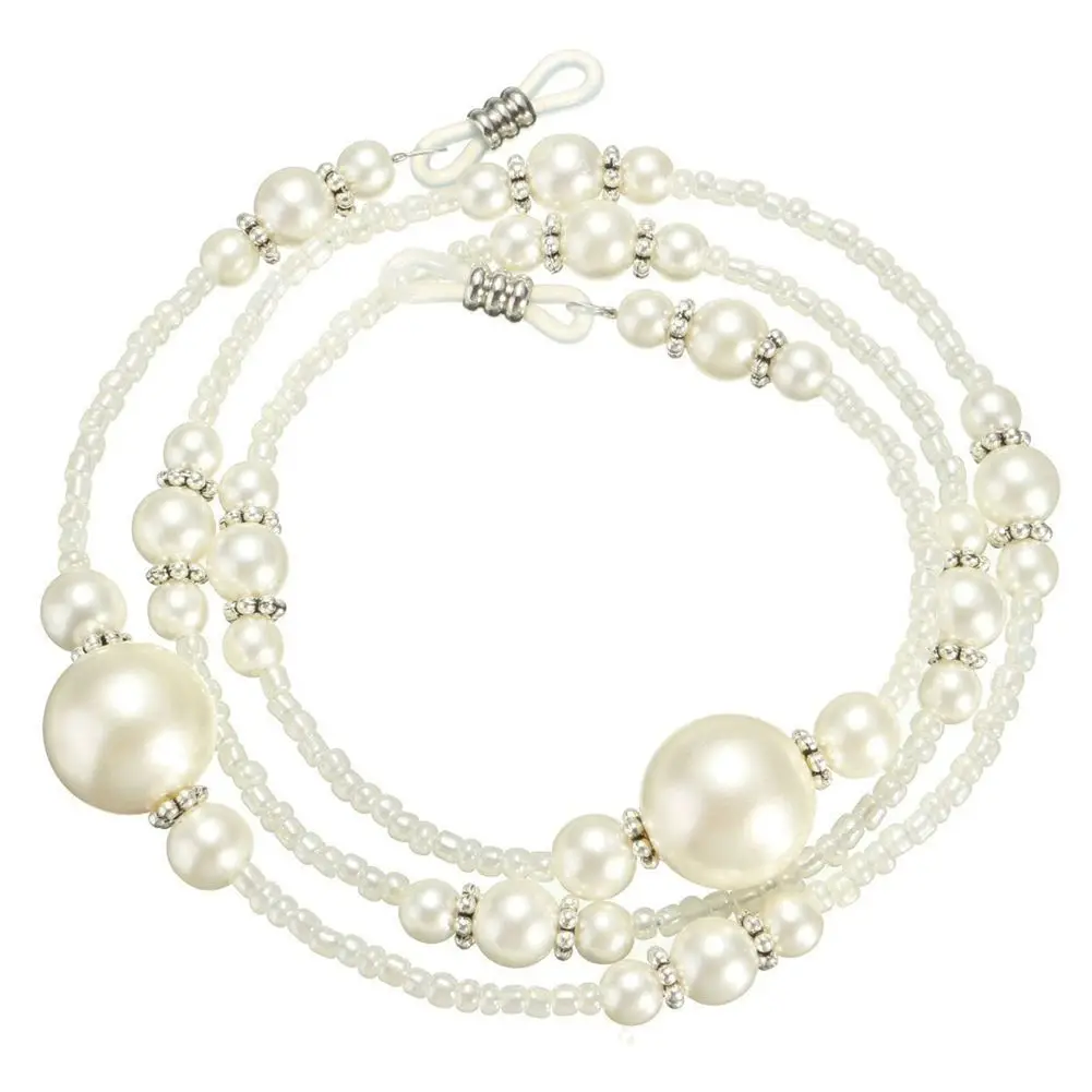 

MYTL-1x White Pearl Beaded Sunglass Eyeglasses Reading Glasses Chain Cord Holder