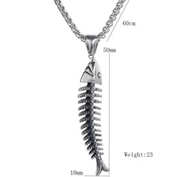 316l stainless steel fish shape fishbone pendant necklace hip hop gothic style male pendant necklace punk boho jewelry