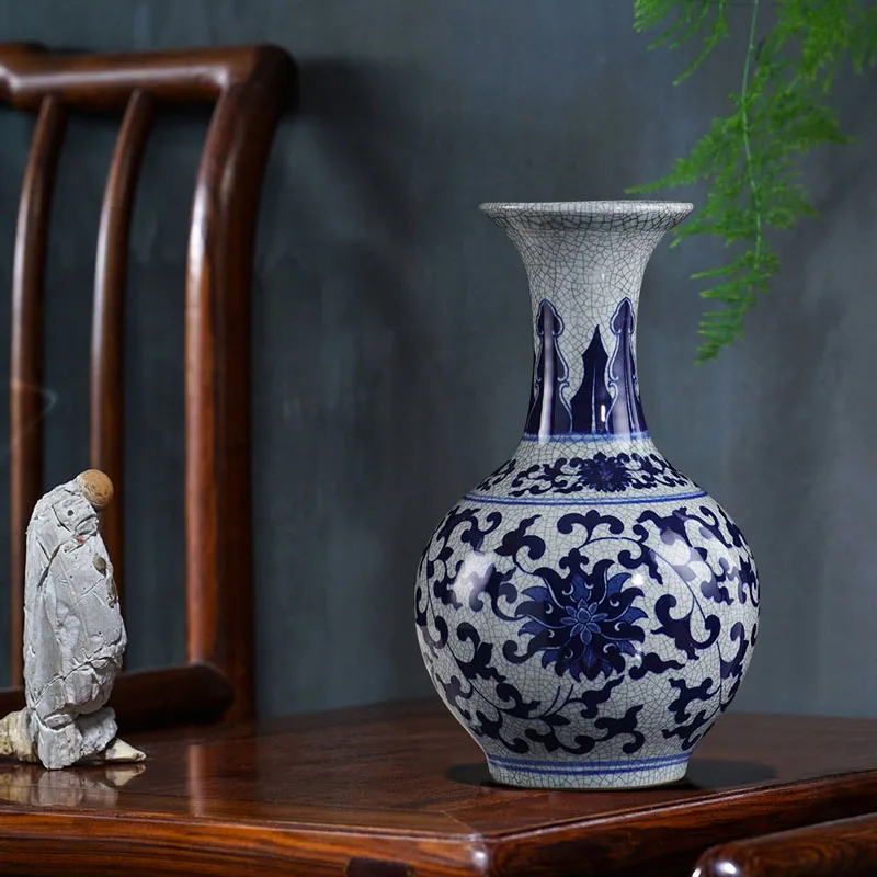 Цзиндэчжэнь керамическая ваза Античная синяя и белая для дома гостиной портреты
