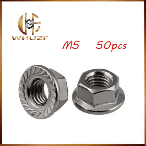 

Free shipping 50pcs/lot Metric thread DIN6923 M5 304 Stainless Steel Hex Flange Nuts m5 nuts,nut