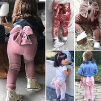 fashion toddler kids baby girls bowknot bottoms pleuche cute long pants leggings autumn clothes