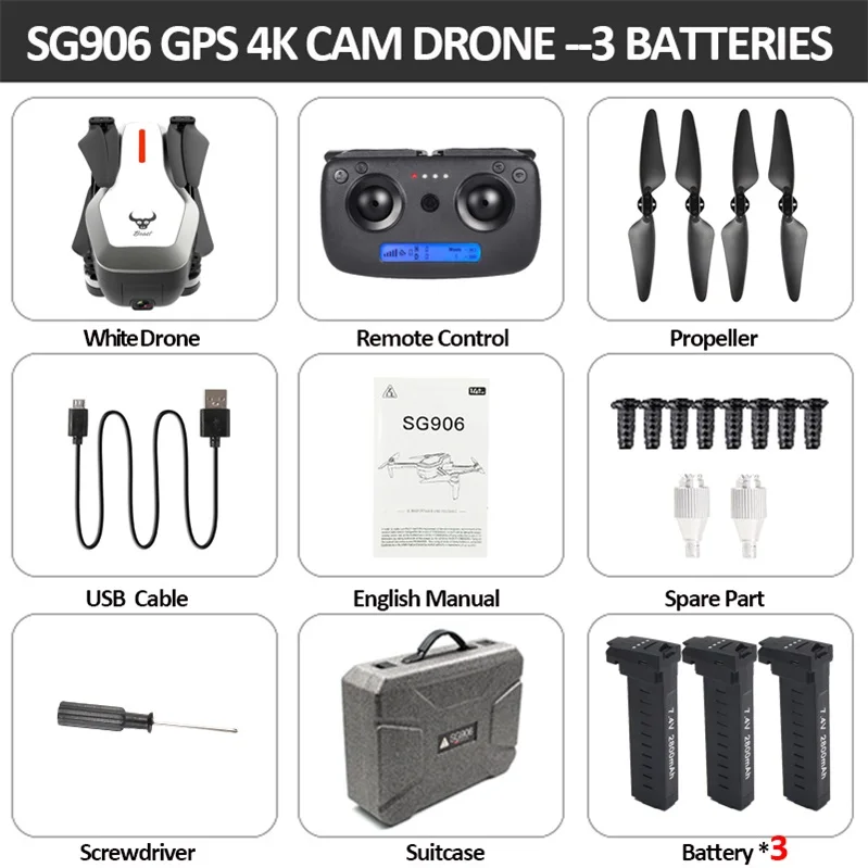 white 3BAT PBox Beast SG906 gps 5G wifi FPV с 4K Ультра прозрачной камерой бесщеточный складной X193 Радиоуправляемый Дрон Квадрокоптер RTF черный VS F11 B4W - Цвет: white 3BAT PBox