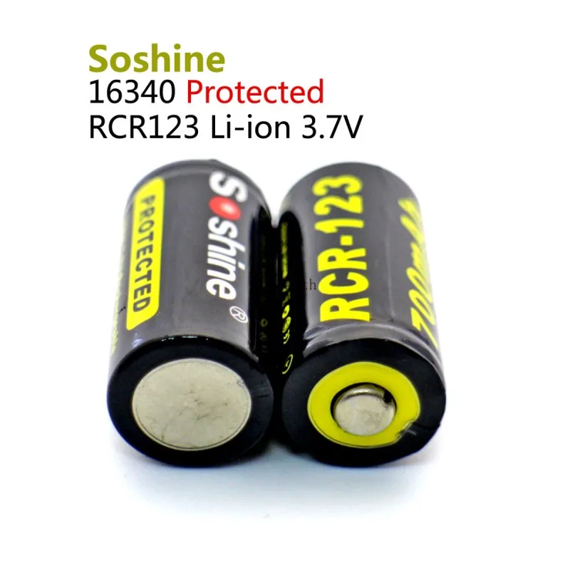 2 шт./лот Soshine 700 мАч 3 7 в Li Ion RCR123 защищенный 16340 Перезаряжаемые Батарея с