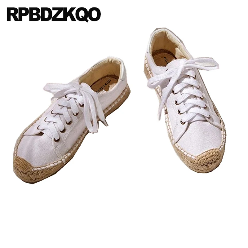 Эспадрильи женские тканевые на шнуровке дизайнерские дышащие кроссовки плоская