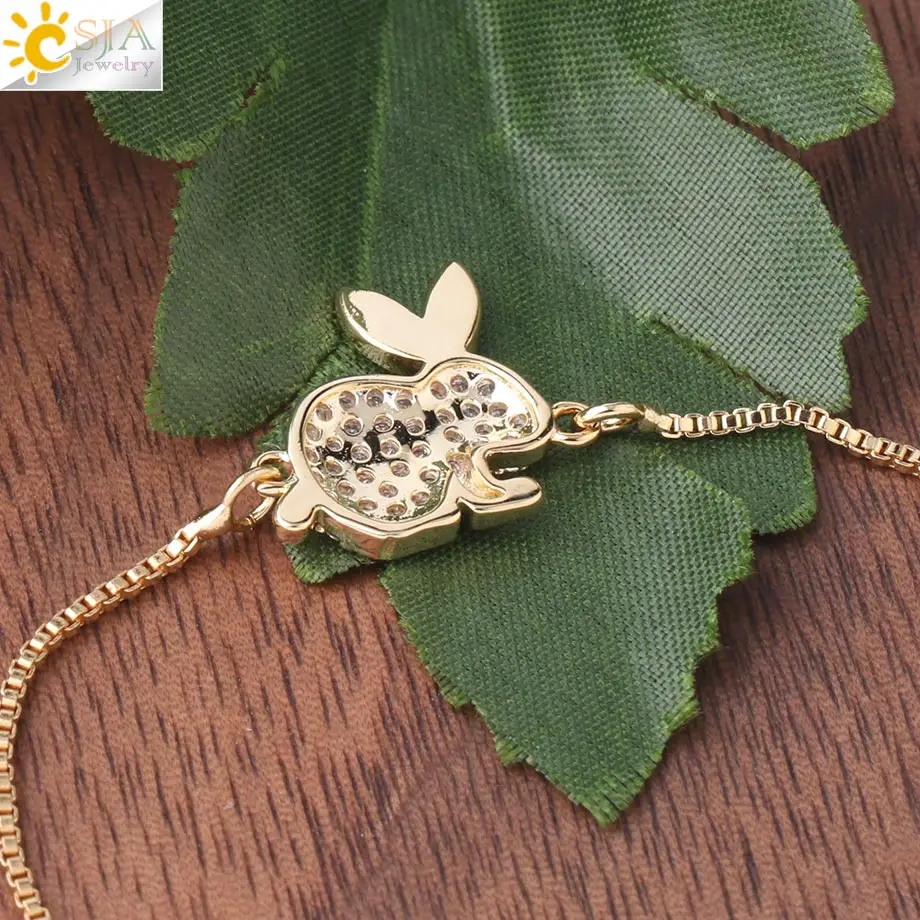 Женский браслет с очаровательным кроликом CSJA тонкий цвета розового золота