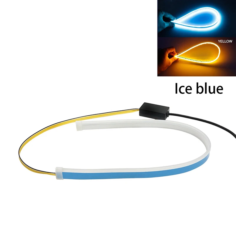 iceblue and yellow 2 шт. 60 см водонепроницаемый гибкий универсальный автомобильный светодиодный DRL Дневной ходовой светильник, ходовой светильник, светодиодный фонарь, стоп-сигнал поворота, светильник s - Цвет: iceblue and yellow