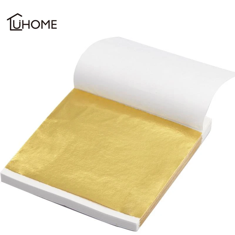 100 листов Золотая фольга для украшения дома блестящая золотая бумажная наклейка