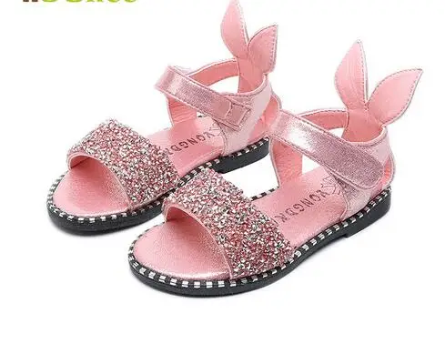 

2020 new girl sandals fashion glitter sparkling rhinestones toddler girl shoes children flat sandals 13-22CM