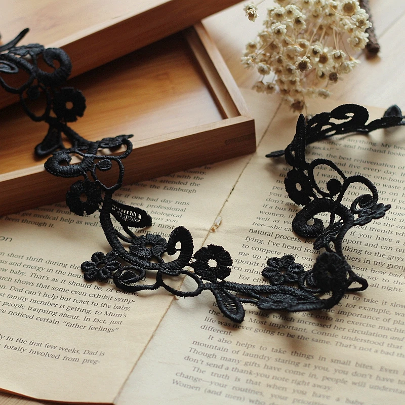 2y/лот Venise кружевной отделкой Black Rose кружева роза Аппликации изменить Couture