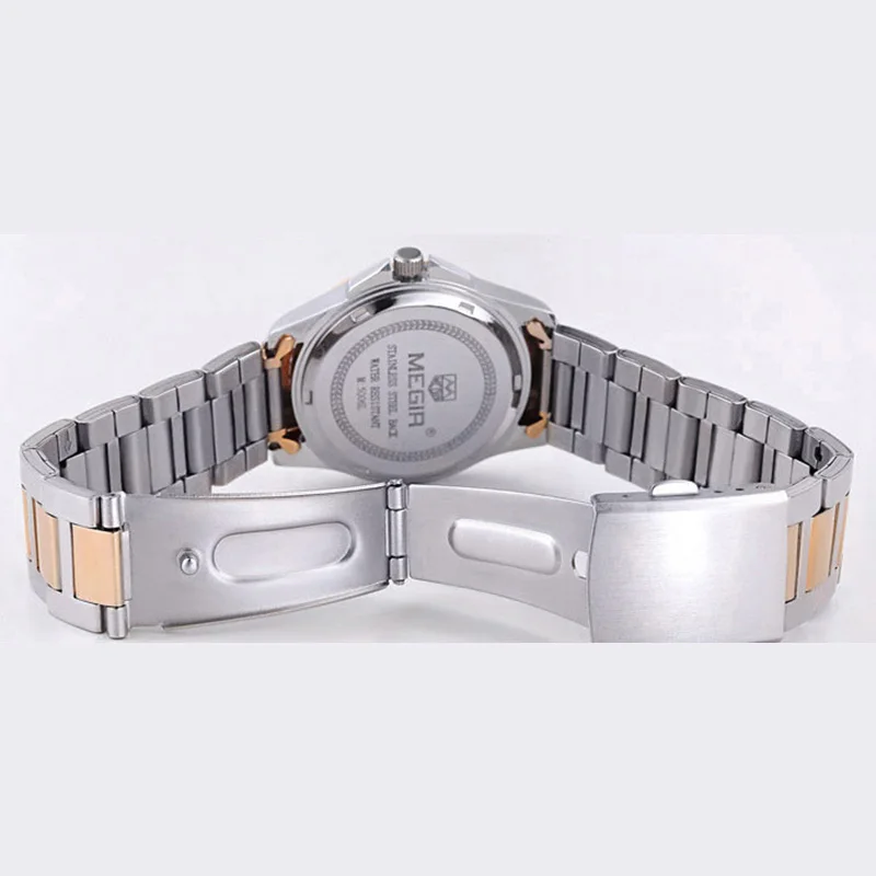 Модные Роскошные Брендовые женские часы Megir из нержавеющей стали кварцевые