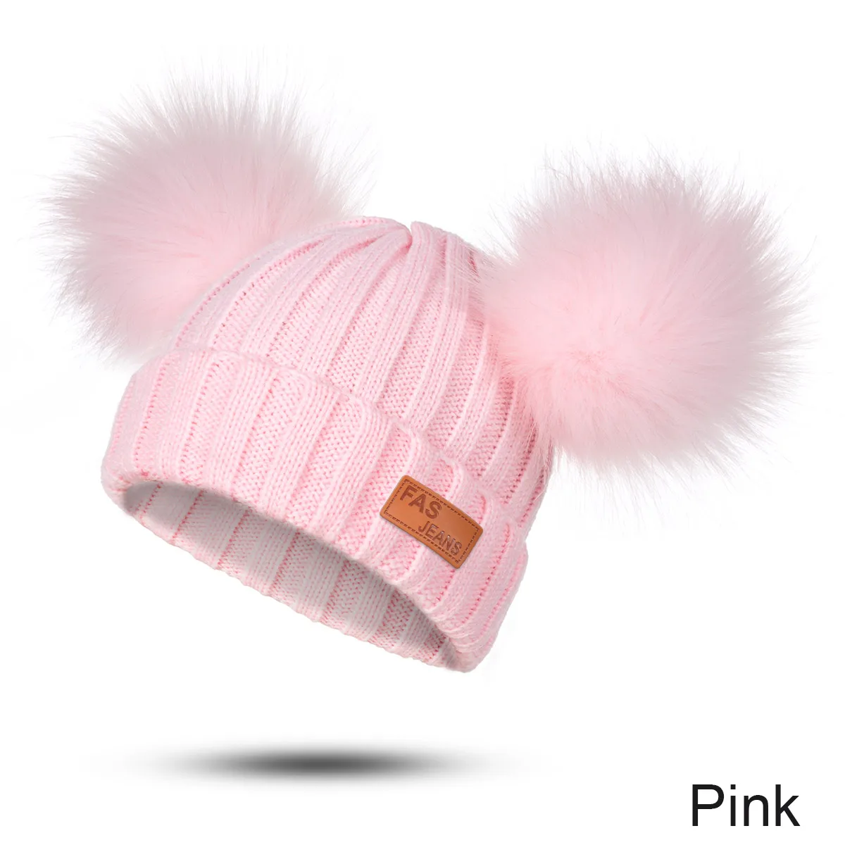 Pink Molixinyu НОВАЯ шапка с помпоном для маленьких мальчиков и девочек, детская зимняя шапка, вязаная шапка для девочек, толстая детская шапочка, детская теплая шапка для детей 0-3 лет - Цвет: Pink