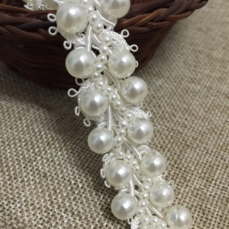 3 ярда шнур цвета слоновой кости отделка бисером свадебное украшение жемчужная