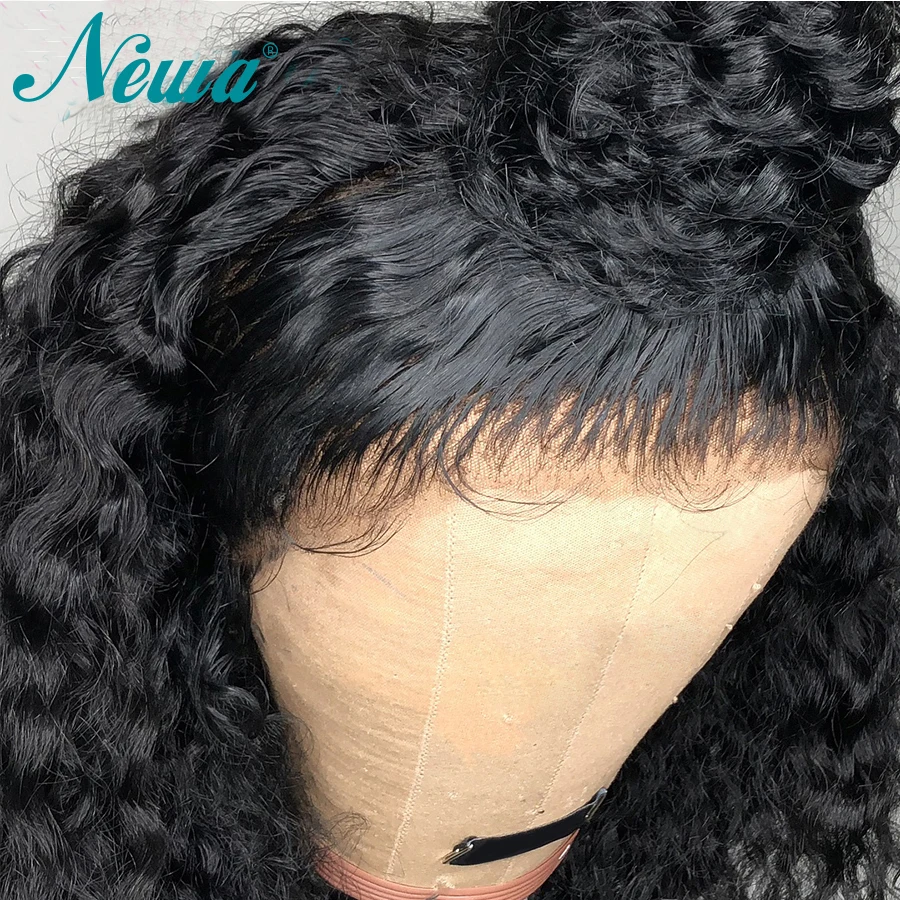Newa Hair 360 фронтальный парик шнурка предварительно сорвал бразильские волосы remy кудрявые человеческие волосы парики с волосами младенца для черных женщин
