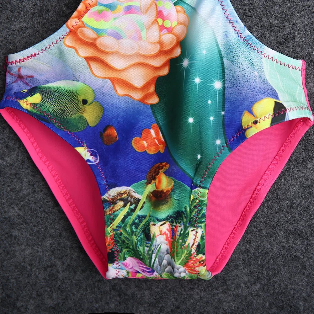 Слитный милый купальник-монокини для девочек купальный костюм-Русалка костюм