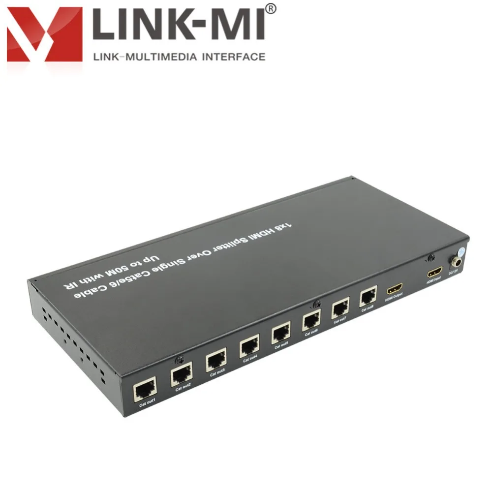 LINK MI SPE108 HDMI удлинитель более 50 м один кабель Cat5e/6 с ИК сплиттером 1x8 HD 1080p 3D DIP Swtich