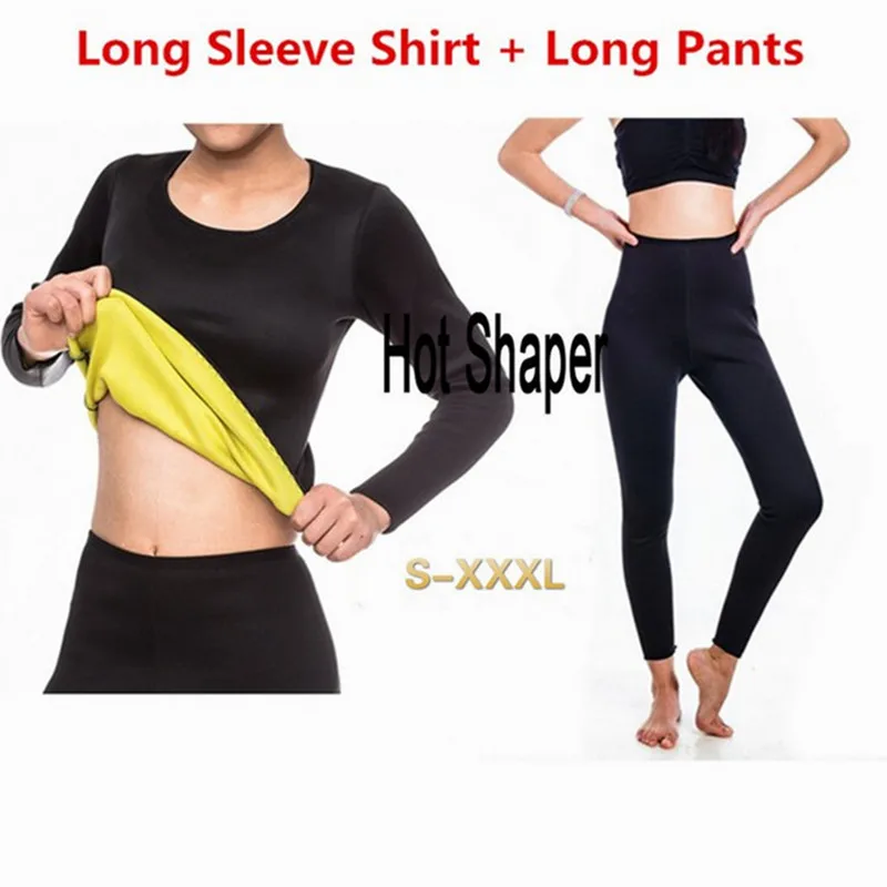 Неопреновый горячий формирователь Топ с длинным рукавом + леггинсы Пот Сауна для