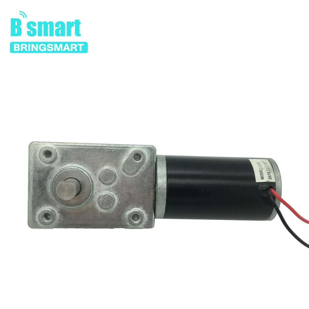 Bringsmart 12 В двойной вал DC Мотор Червячный редуктор высокий крутящий момент 70кг. См 24 вольт двигатель D вал червячный редуктор Реверсивный