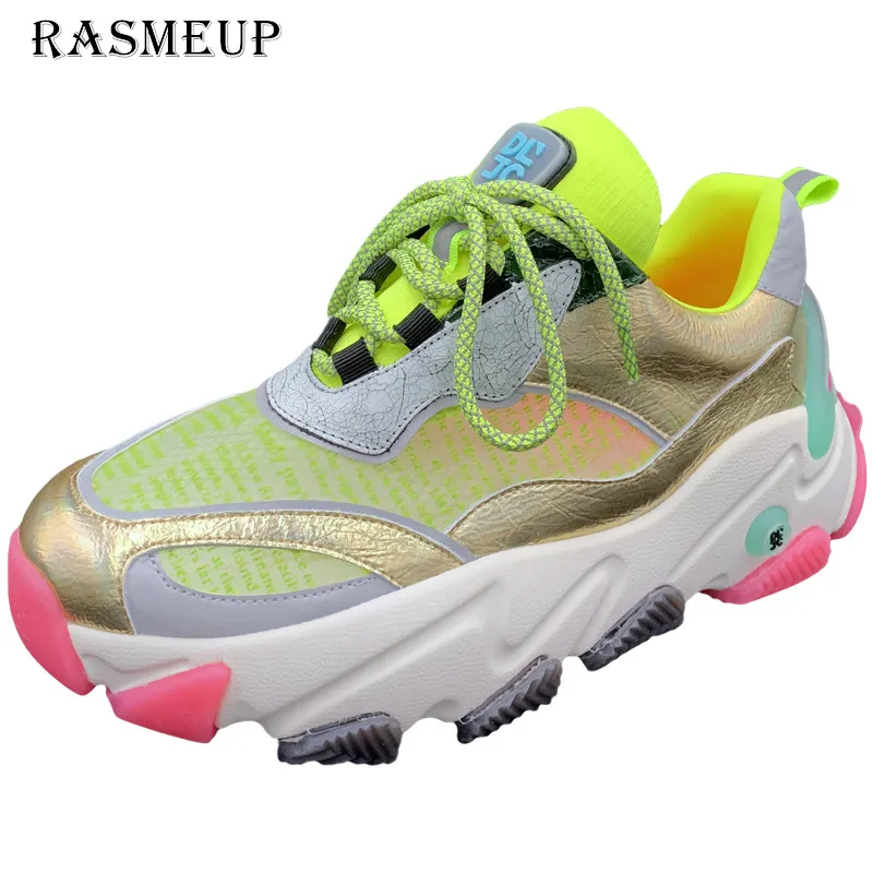 RASMEUP/женские кроссовки на платформе женская обувь из натуральной кожи с сеткой