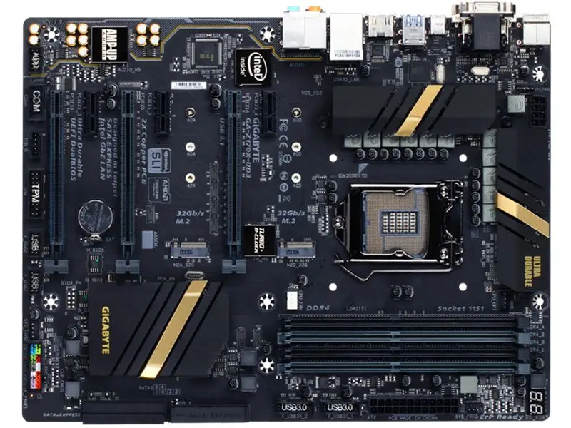 Для Gigabyte GA-Z170X-UD3 Оригинал используется материнская плата Z170 разъем LGA 1151 DDR4