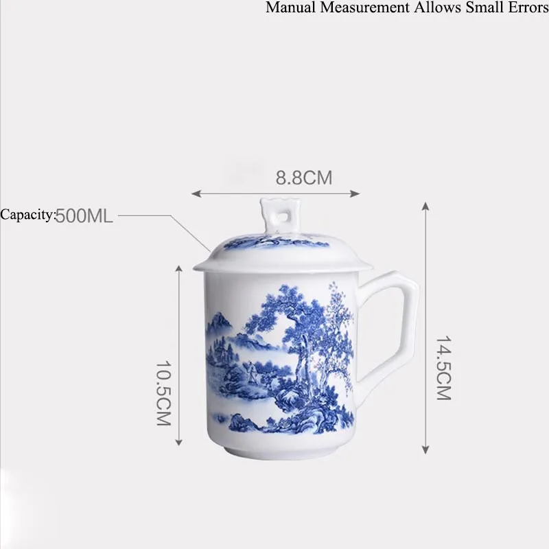 500 мл чайная чашка большой емкости из костяного фарфора с крышкой Цзиндэчжэнь