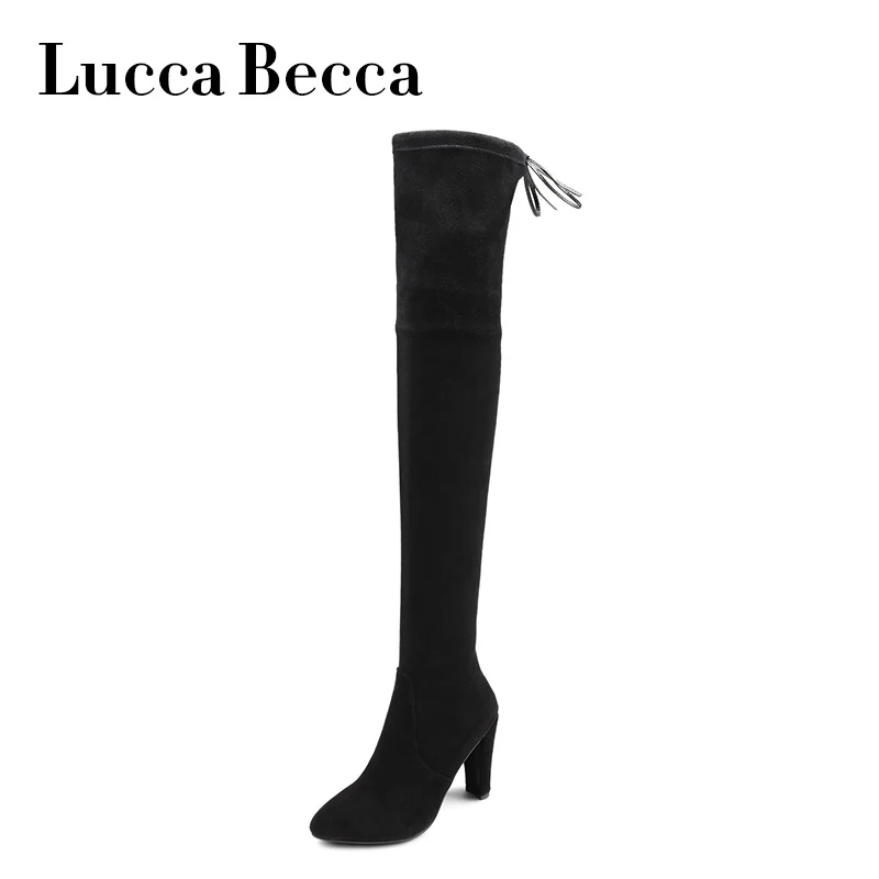 Lucca женские высокие сапоги выше колена Для женщин на высоком каблуке