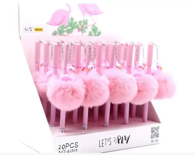 Flamingo Фламинго теплый шар гелевая ручка с плюшевым кулоном милый 0,5 мм черные чернила нейтральная ручка рекламный подарок канцелярские принадлежности для школы и офиса - Цвет: Flamingo