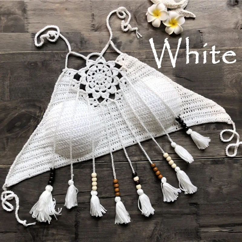 Сексуальный женский пуш-ап бикини с кисточками, Boho, пляжный купальник, бахрома вязаная крючком, бикини, бюстгальтер, Холтер, лифчики, майка, купальник, Лидер продаж