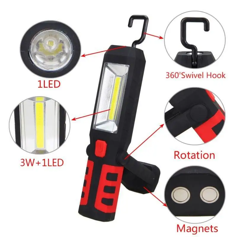 Hobbylan COB LED USB заряжаемый Магнитный рабочий свет для активного отдыха ремонт