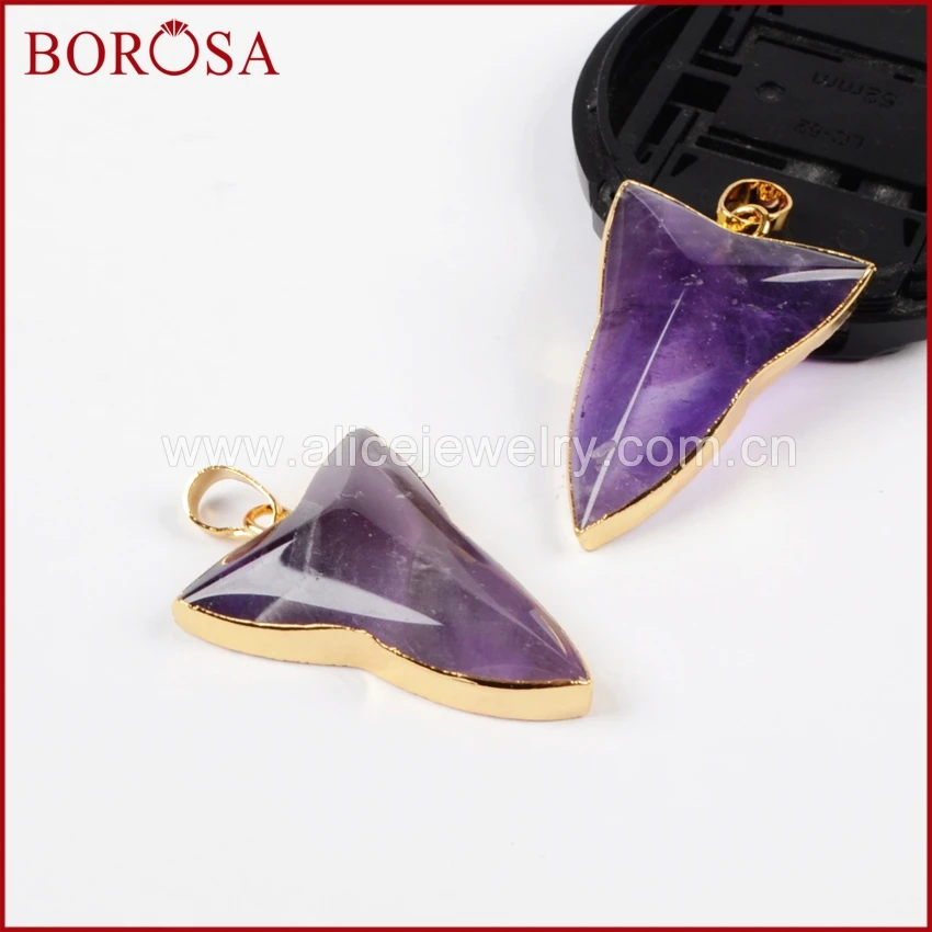 BOROSA 10 шт. золото Цвет натуральный стрелка фиолетовый кристалл кулон из бисера Drusy