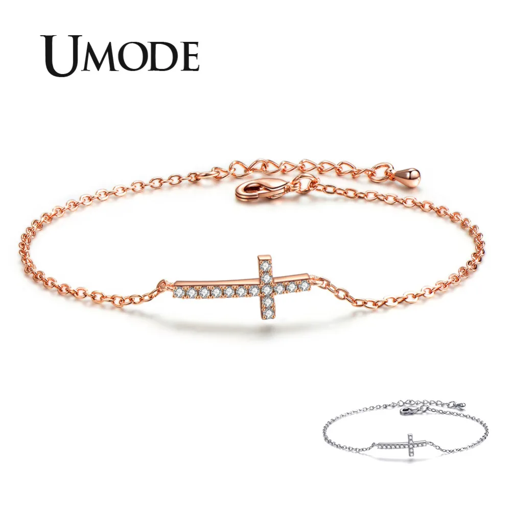UMODE новые классические браслеты с кристаллами CZ для женщин Новые Белые и розовые