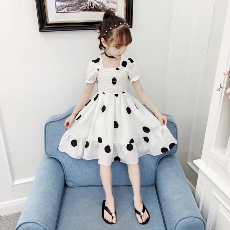 fashion dot teenage girl dress 2019 summer toddler baby girls vestidos elegant party and wedding 6 8 10 12 years | Детская одежда и